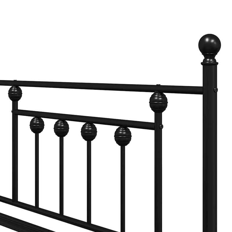 vidaXL Nappali ágykeret fejtámlával Fekete 90 x 200 cm Acél