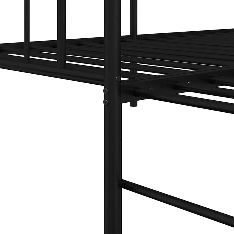vidaXL Nappali ágykeret fejtámlával Fekete 90 x 200 cm Acél