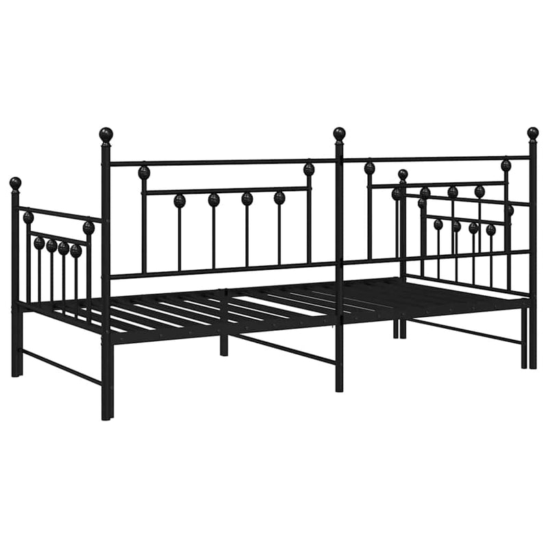 vidaXL Nappali ágykeret fejtámlával Fekete 90 x 200 cm Acél
