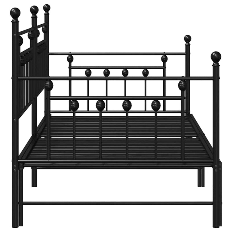 vidaXL Nappali ágykeret fejtámlával Fekete 90 x 200 cm Acél