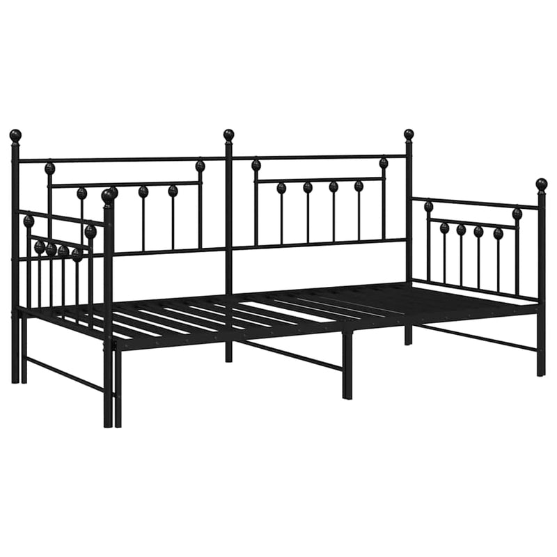 vidaXL Nappali ágykeret fejtámlával Fekete 100 x 200 cm Acél
