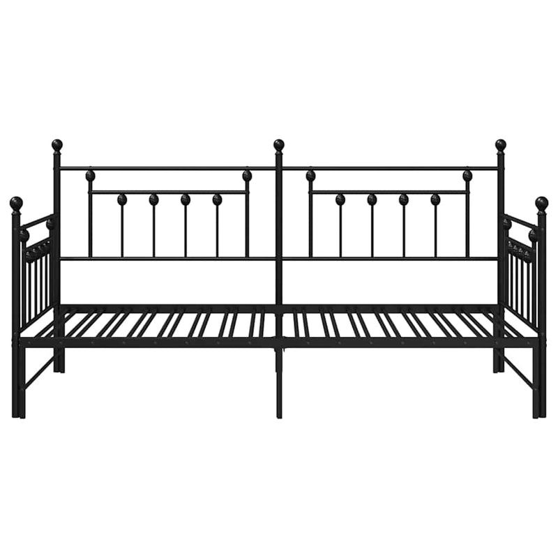 vidaXL Nappali ágykeret fejtámlával Fekete 107 x 203 cm Acél
