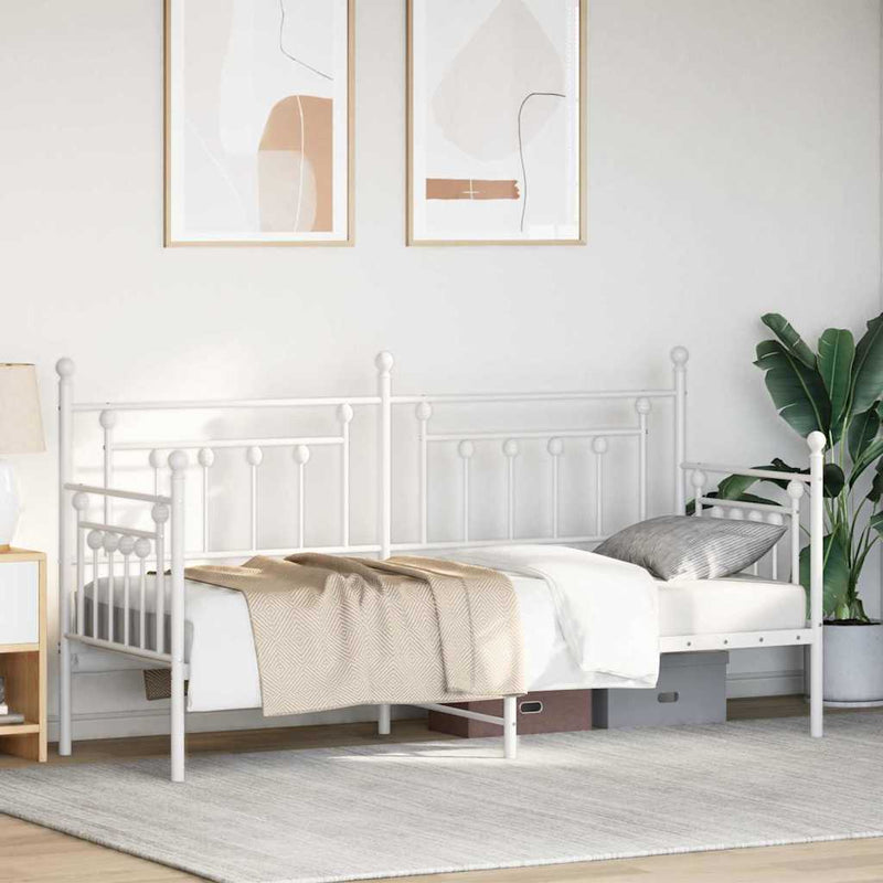 vidaXL Nappali ágykeret fejtámlával Fehér 75 x 190 cm Acél