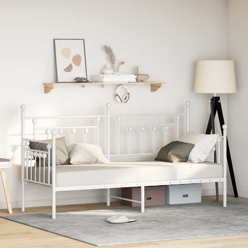 vidaXL Nappali ágykeret fejtámlával Fehér 80 x 200 cm Acél