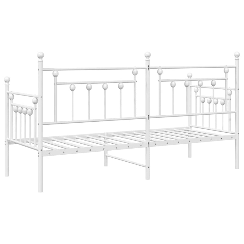 vidaXL Nappali ágykeret fejtámlával Fehér 80 x 200 cm Acél
