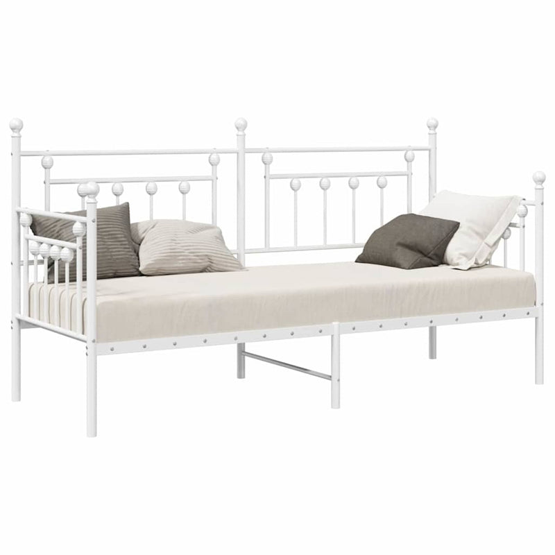 vidaXL Nappali ágykeret fejtámlával Fehér 80 x 200 cm Acél