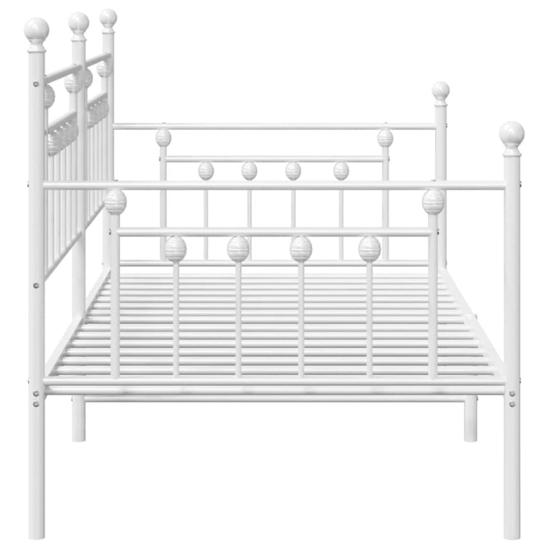 vidaXL Nappali ágykeret fejtámlával Fehér 100 x 200 cm Acél