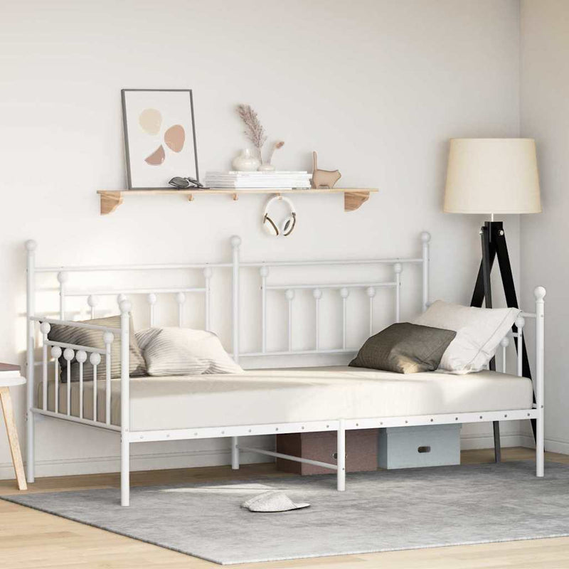 vidaXL Nappali ágykeret fejtámlával Fehér 107 x 203 cm Acél