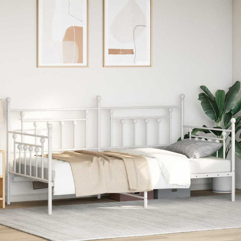 vidaXL Nappali ágykeret fejtámlával Fehér 107 x 203 cm Acél