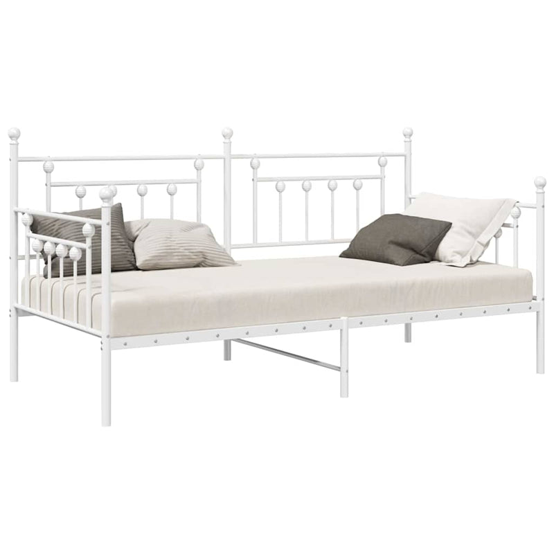 vidaXL Nappali ágykeret fejtámlával Fehér 107 x 203 cm Acél