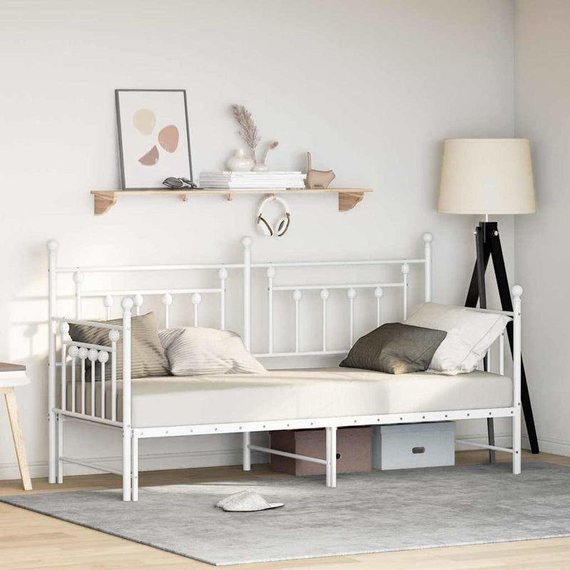 vidaXL Nappali ágykeret fejtámlával Fehér 75 x 190 cm Acél