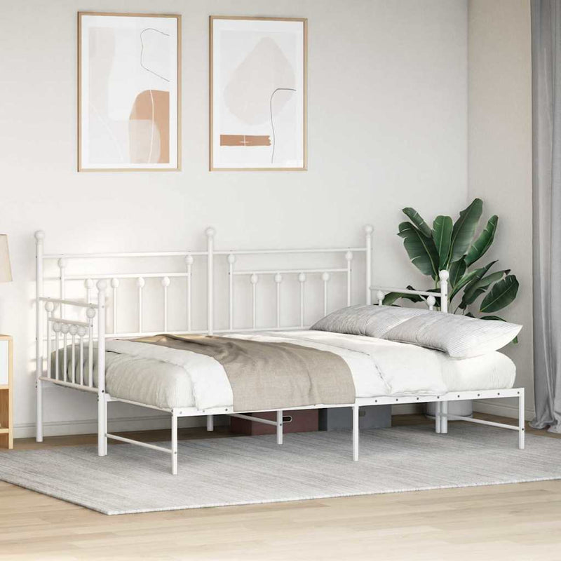 vidaXL Nappali ágykeret fejtámlával Fehér 75 x 190 cm Acél