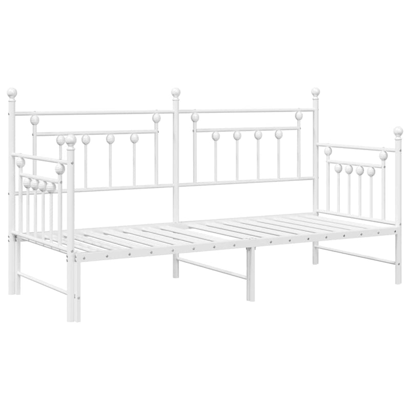 vidaXL Nappali ágykeret fejtámlával Fehér 75 x 190 cm Acél