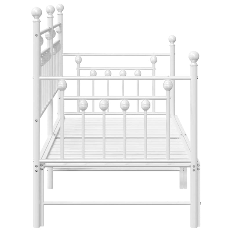 vidaXL Nappali ágykeret fejtámlával Fehér 75 x 190 cm Acél