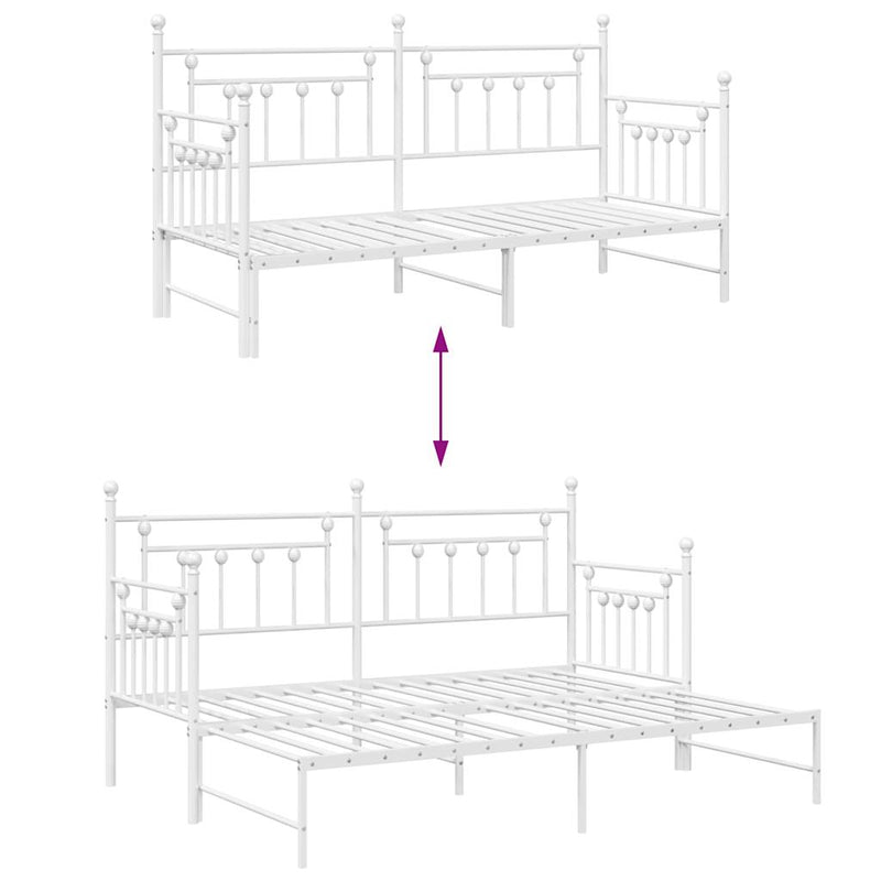 vidaXL Nappali ágykeret fejtámlával Fehér 80 x 200 cm Acél