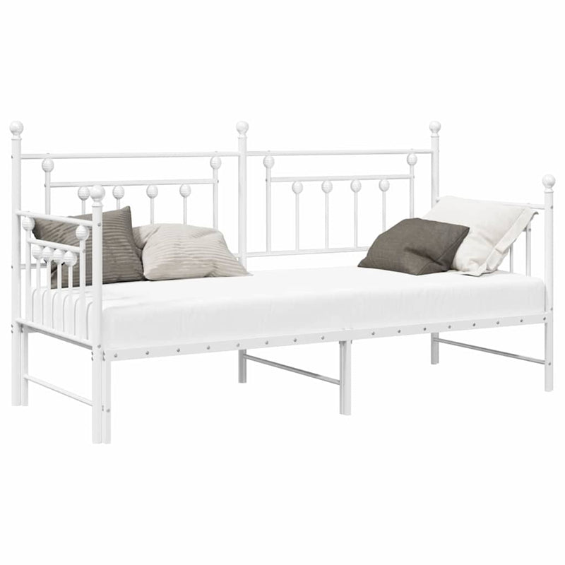 vidaXL Nappali ágykeret fejtámlával Fehér 80 x 200 cm Acél