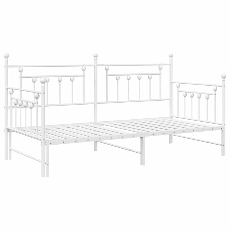 vidaXL Nappali ágykeret fejtámlával Fehér 90 x 190 cm Acél