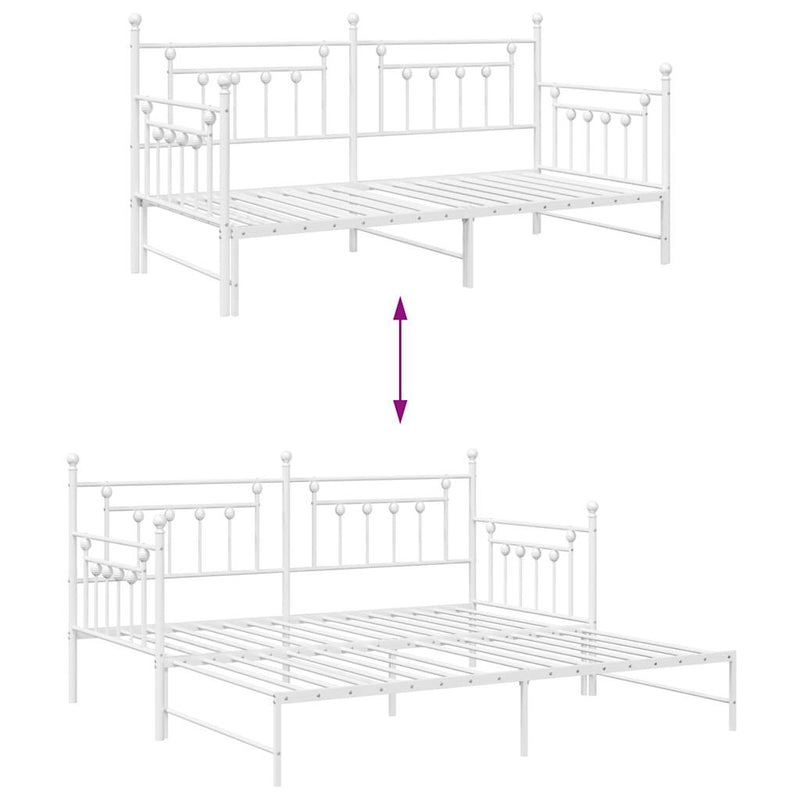 vidaXL Nappali ágykeret fejtámlával Fehér 90 x 190 cm Acél