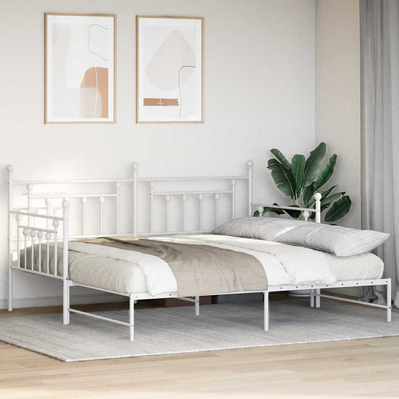 vidaXL Nappali ágykeret fejtámlával Fehér 90 x 200 cm Acél