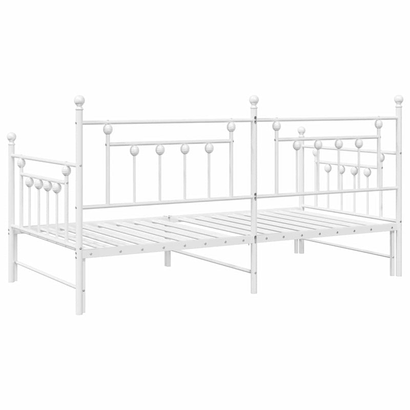 vidaXL Nappali ágykeret fejtámlával Fehér 90 x 200 cm Acél