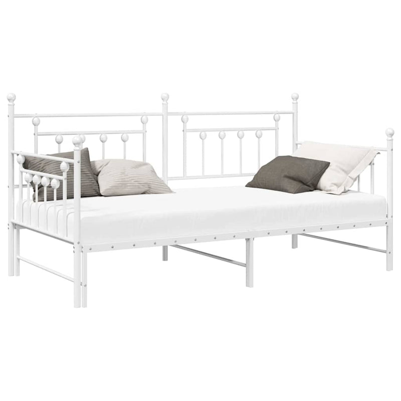 vidaXL Nappali ágykeret fejtámlával Fehér 90 x 200 cm Acél