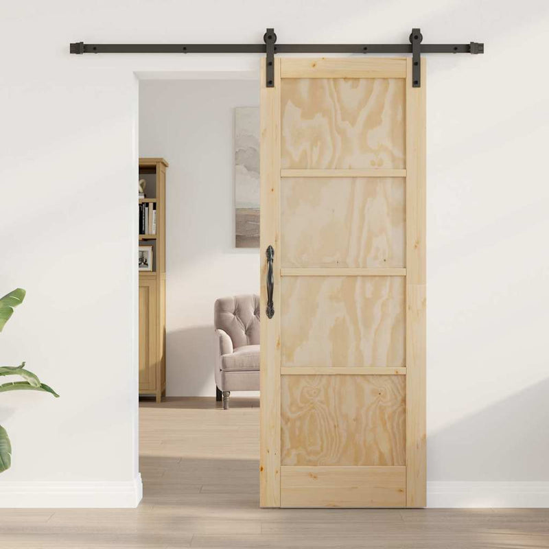 vidaXL Csúszó Ajtó Természetes és fekete 73.5 x 198.5 cm