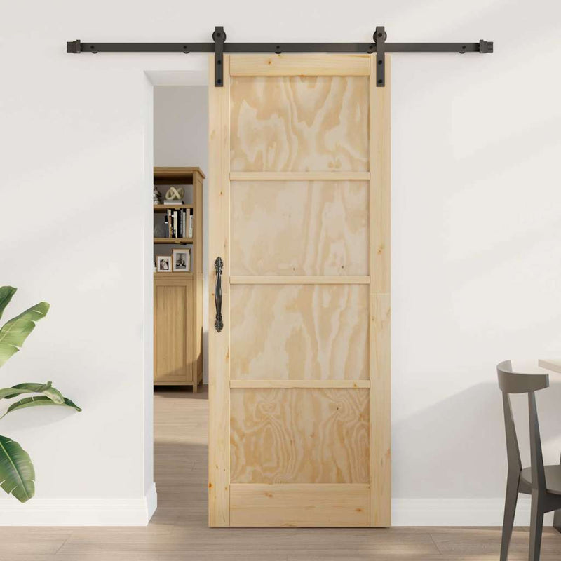 vidaXL Csúszó Ajtó Természetes és fekete 78 x 202 cm