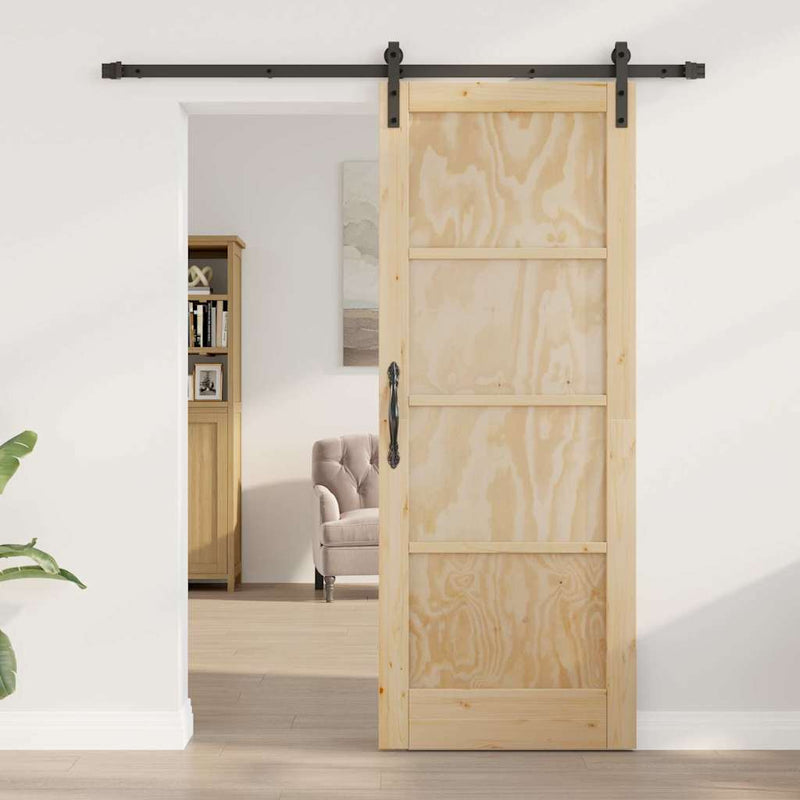 vidaXL Csúszó Ajtó Természetes és fekete 78 x 202 cm