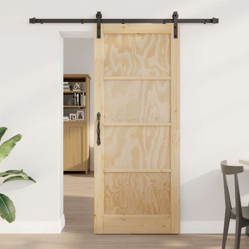 vidaXL Csúszó Ajtó Természetes és fekete 83 x 202 cm