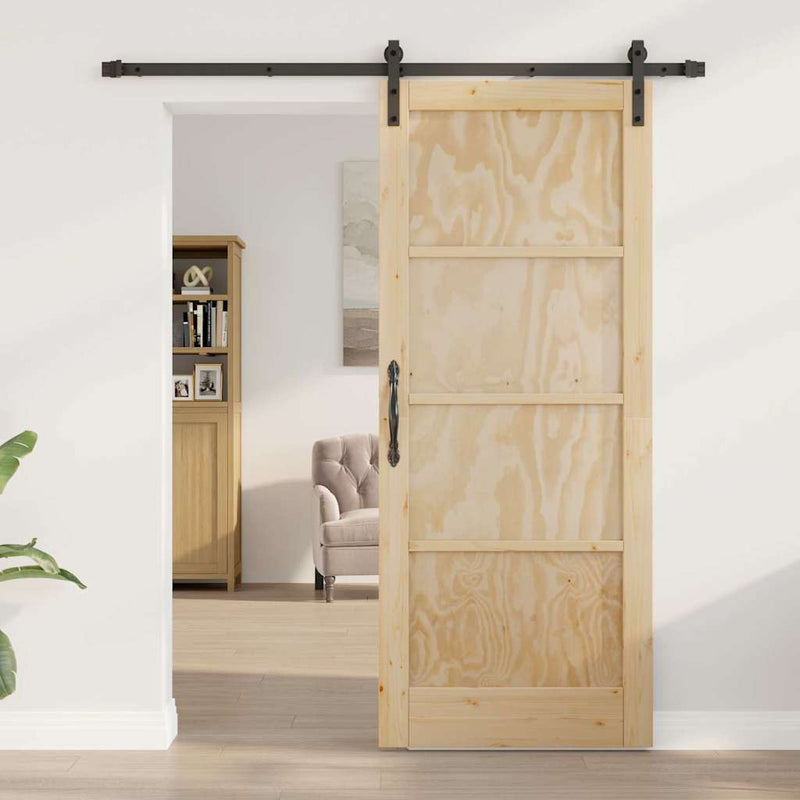 vidaXL Csúszó Ajtó Természetes és fekete 83 x 202 cm