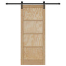 vidaXL Csúszó ajtó Természetes és fekete 83 x 202 cm Tömör fenyőfa