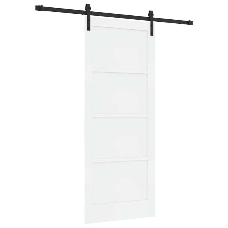 vidaXL Csúszó Ajtó Fehér és fekete 83 x 202 cm Tömör fenyő és acél