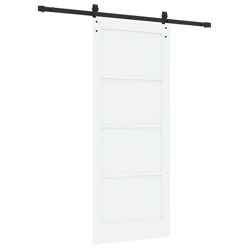 vidaXL Csúszó Ajtó Fehér és fekete 83 x 202 cm Tömör fenyő és acél