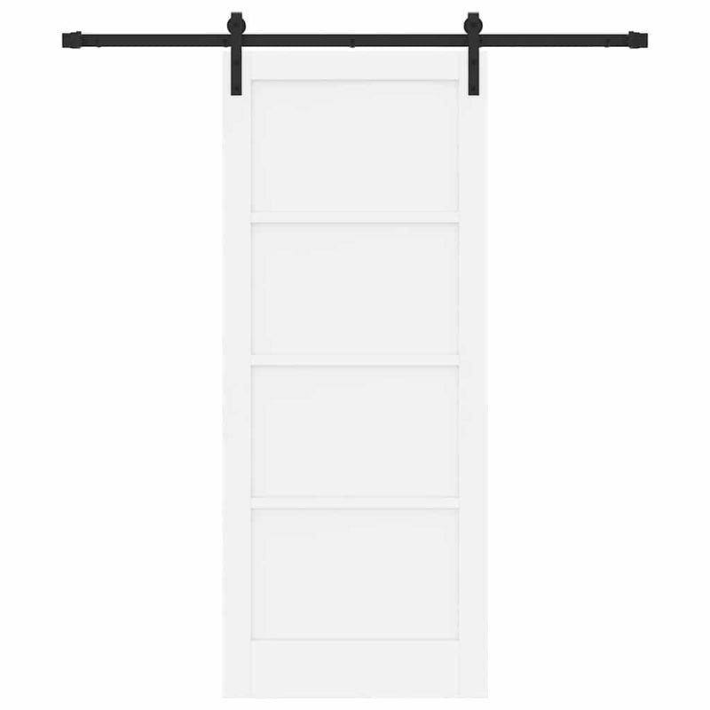 vidaXL Csúszó Ajtó Fehér és fekete 83 x 202 cm Tömör fenyő és acél