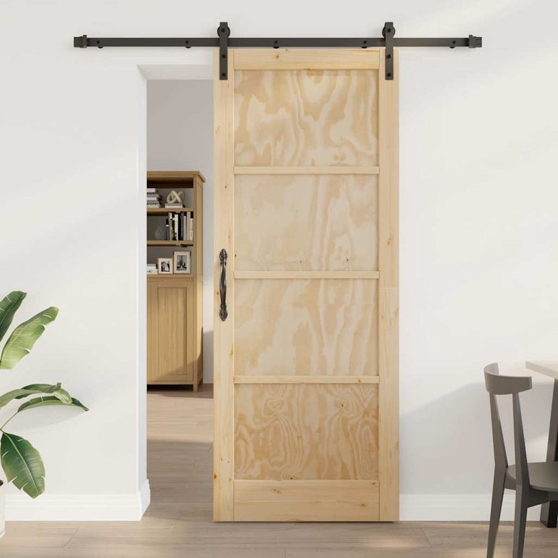 vidaXL Csúszó Ajtó Természetes és fekete 83 x 211 cm