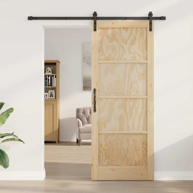 vidaXL Csúszó Ajtó Természetes és fekete 83 x 211 cm