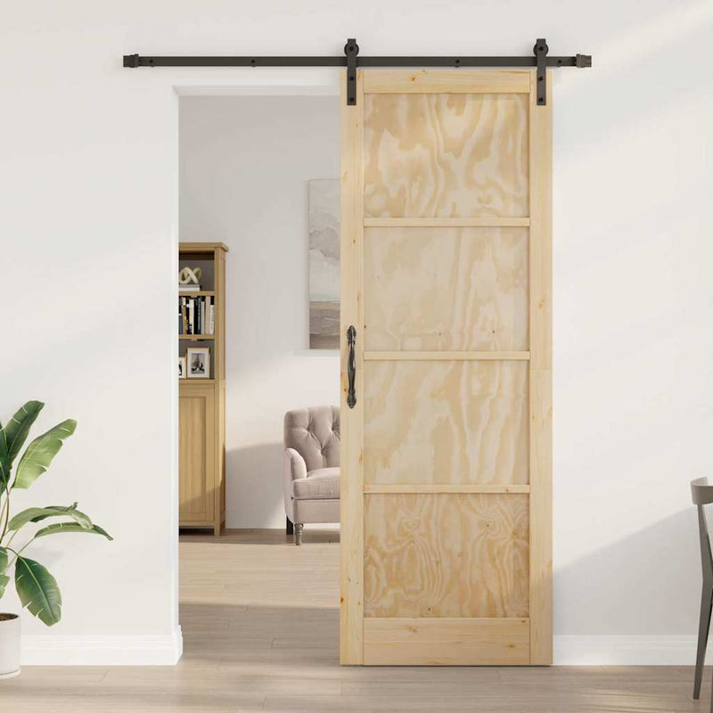 vidaXL Csúszó Ajtó Természetes és fekete 83 x 232 cm