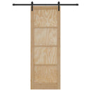 vidaXL Csúszó ajtó Természetes és fekete 83 x 232 cm Tömör fenyőfa