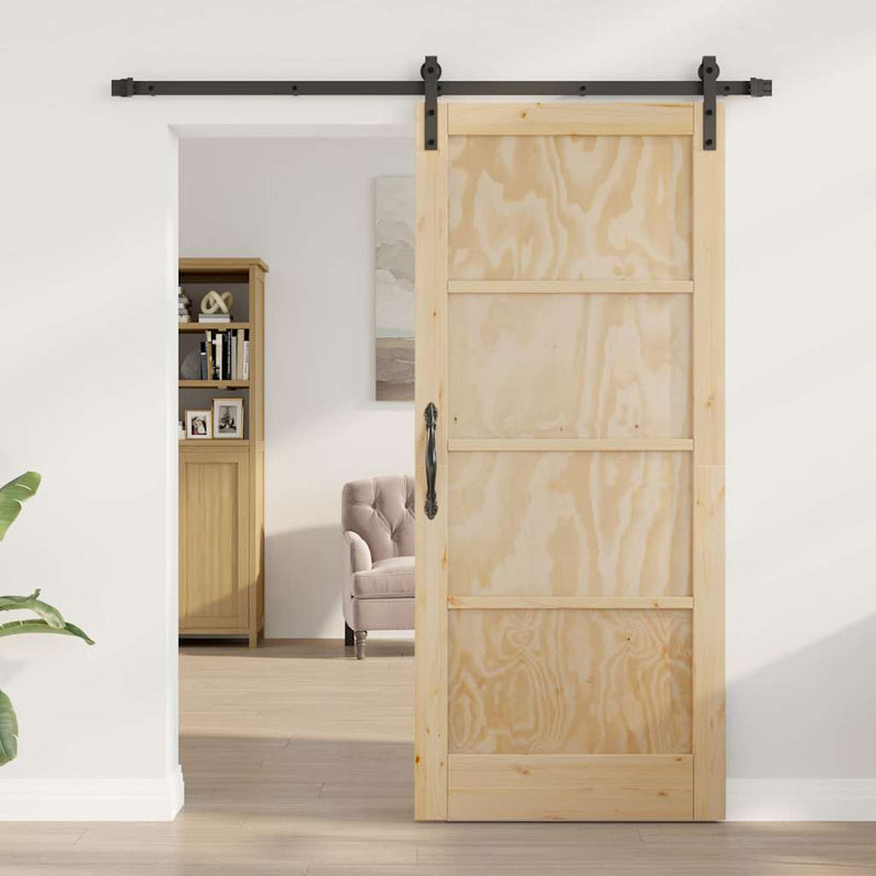 vidaXL Csúszó Ajtó Természetes és fekete 86 x 198.5 cm