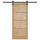 vidaXL Csúszó ajtó Természetes és fekete 86 x 198,5 cm Tömör fenyőfa