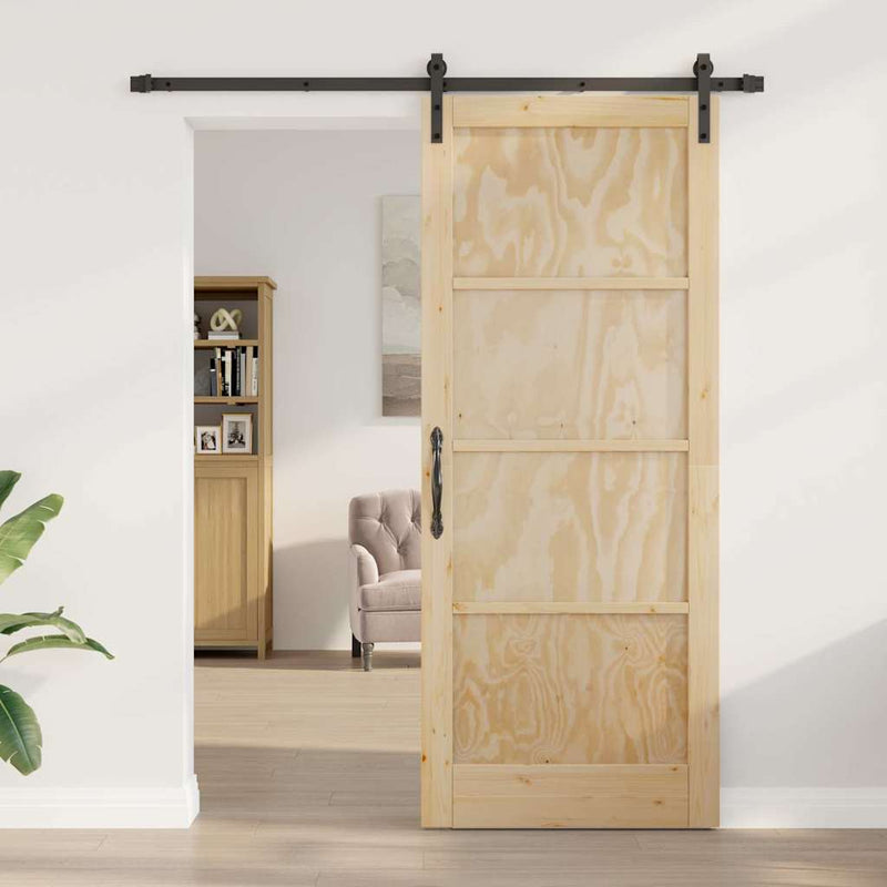 vidaXL Csúszó Ajtó Természetes és fekete 86 x 211 cm