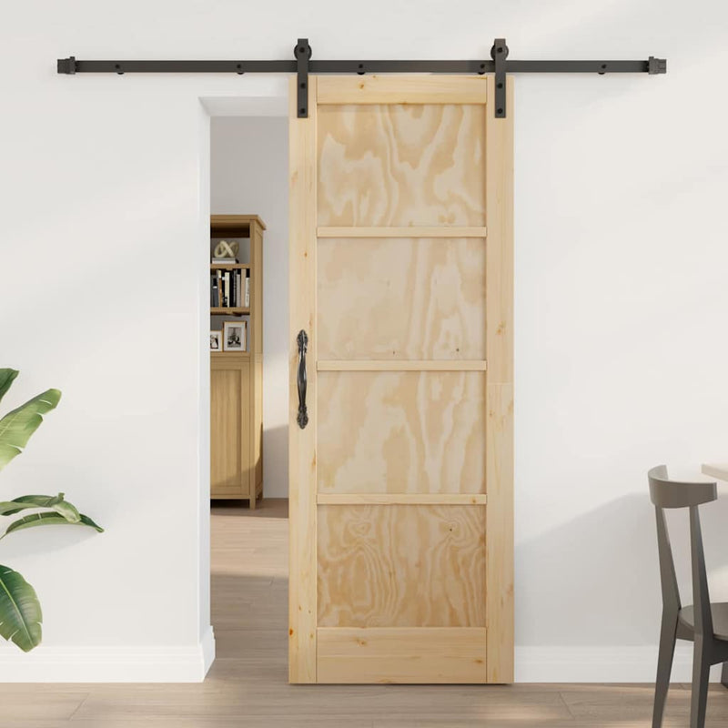 vidaXL Csúszó Ajtó Természetes és fekete 73.5 x 198.5 cm