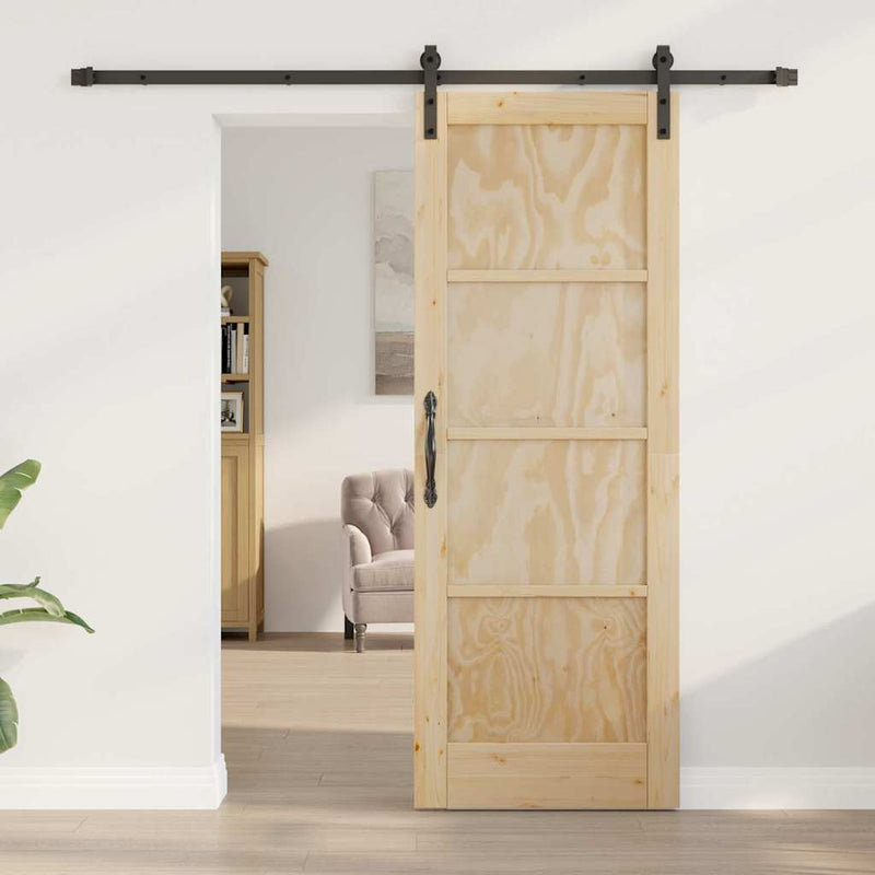 vidaXL Csúszó Ajtó Természetes és fekete 73.5 x 198.5 cm