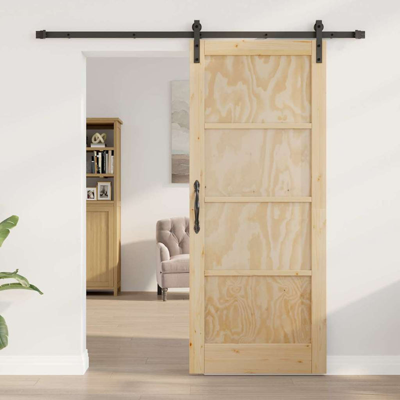 vidaXL Csúszó Ajtó Természetes és fekete 83 x 202 cm