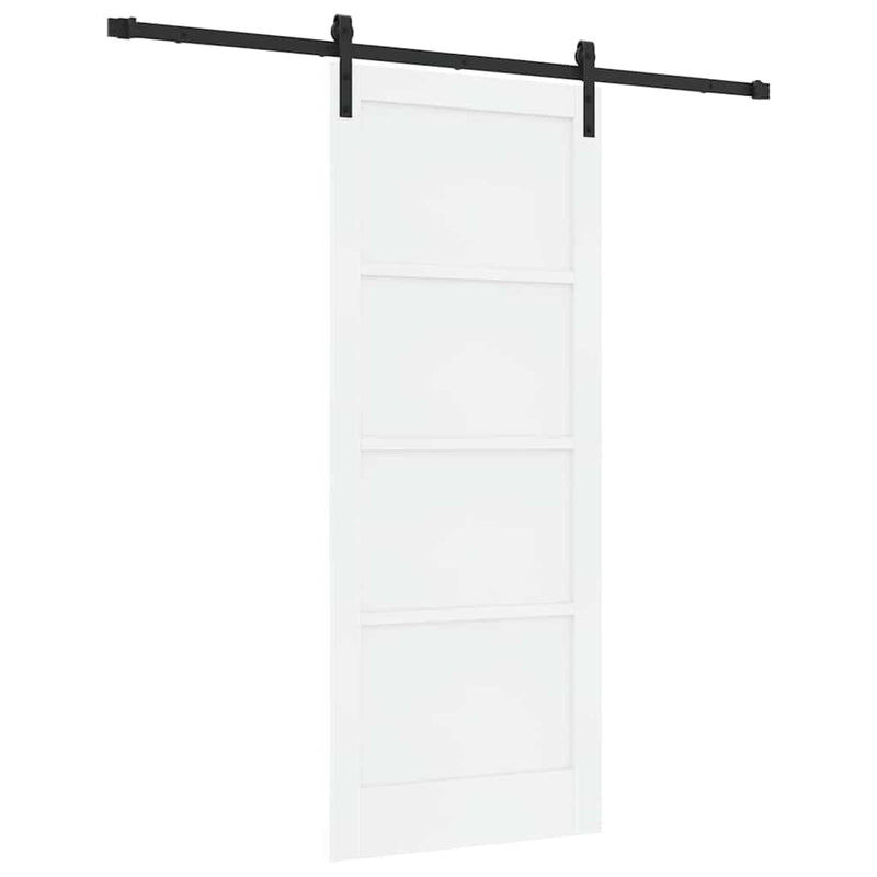 vidaXL Csúszó Ajtó Fehér és fekete 83 x 202 cm Tömör fenyő és acél