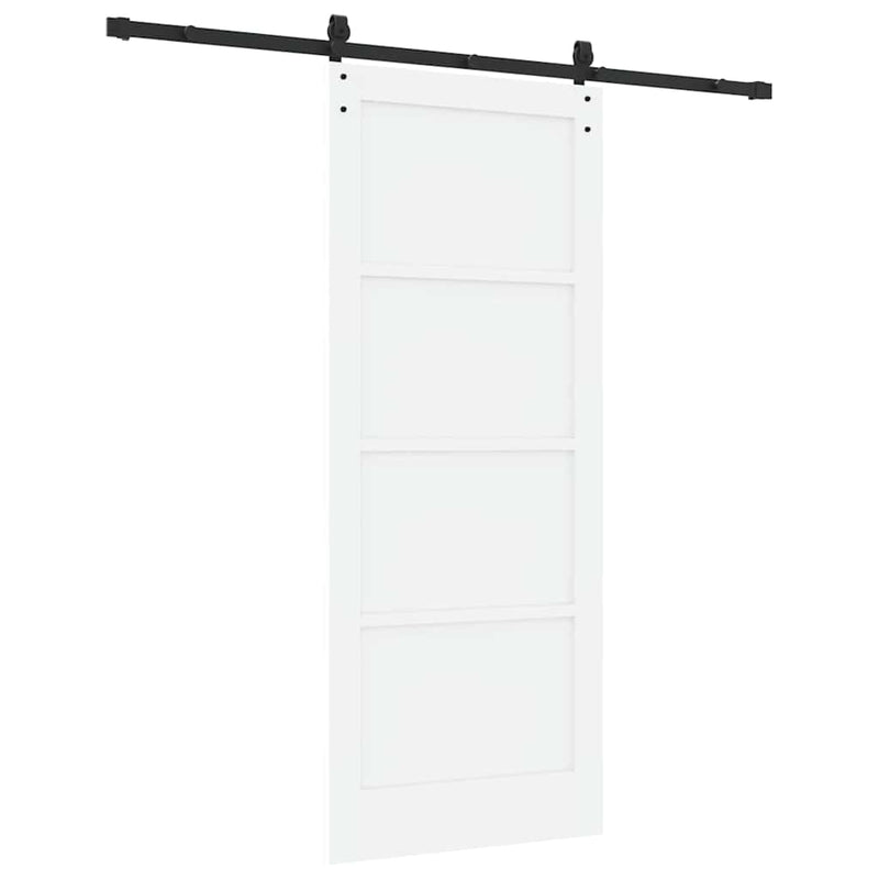 vidaXL Csúszó Ajtó Fehér és fekete 83 x 202 cm Tömör fenyő és acél