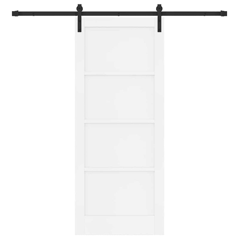 vidaXL Csúszó Ajtó Fehér és fekete 83 x 202 cm Tömör fenyő és acél