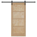 vidaXL Csúszó ajtó Természetes és fekete 86 x 198,5 cm Tömör fenyőfa