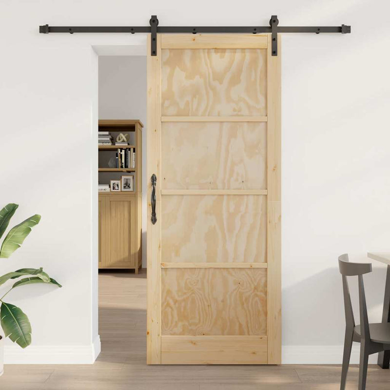 vidaXL Csúszó Ajtó Természetes és fekete 86 x 211 cm
