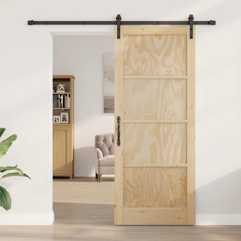 vidaXL Csúszó Ajtó Természetes és fekete 86 x 211 cm